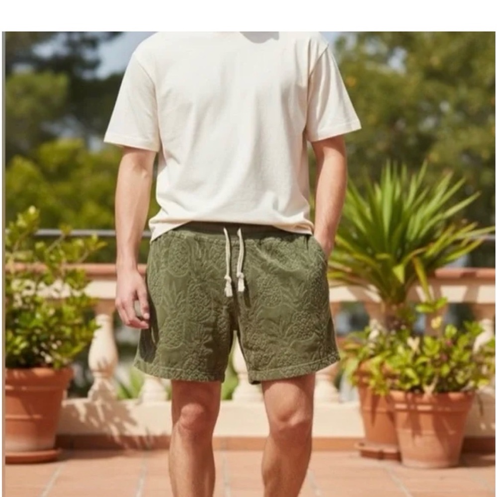 Chubbies Lounge Shorts Olive Green Soft Pineapple Size Small